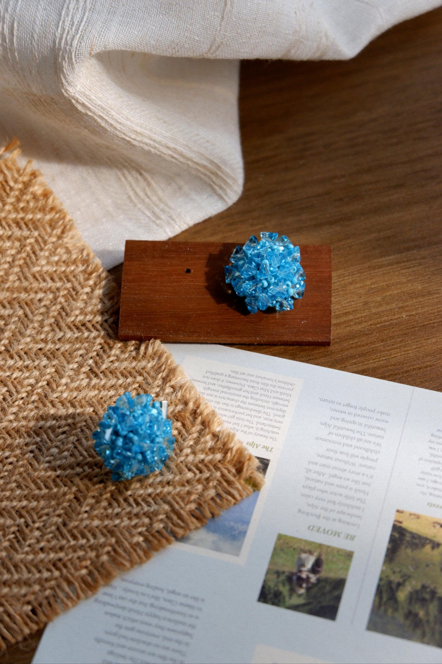 Boucles d'oreilles en grappe d'étoiles bleues
