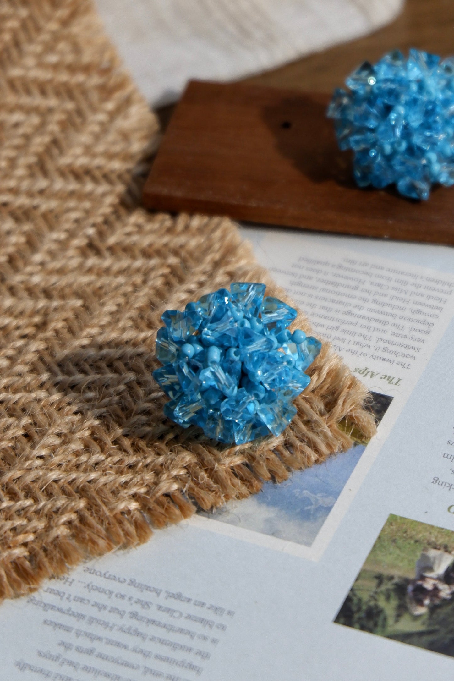 Boucles d'oreilles en grappe d'étoiles bleues